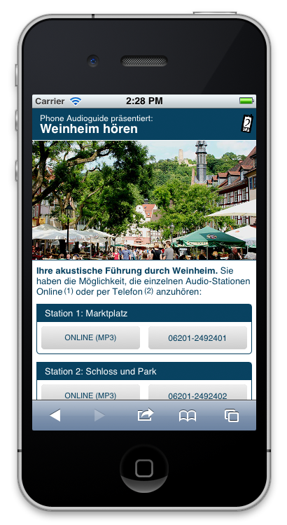 Phone Audioguide - Zugang via Mobile Web